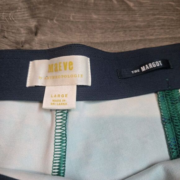 Maeve by Anthropologie “The Margot” Flared Pants Green & Blue Houndstooth Large - Picture 4 of 11